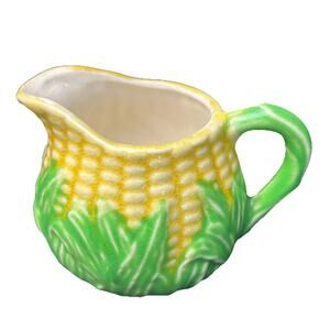 Vintage Japan Corn Creamer Pitcher Ceramic Majolica Style Farmhouse